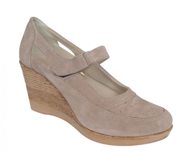 Marimea 37 Pantofi dama cu platforma din piele naturala intoarsa Bej P9154BV