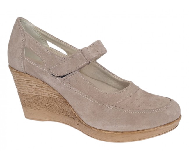 Marimea 37 Pantofi dama cu platforma din piele naturala intoarsa Bej P9154BV