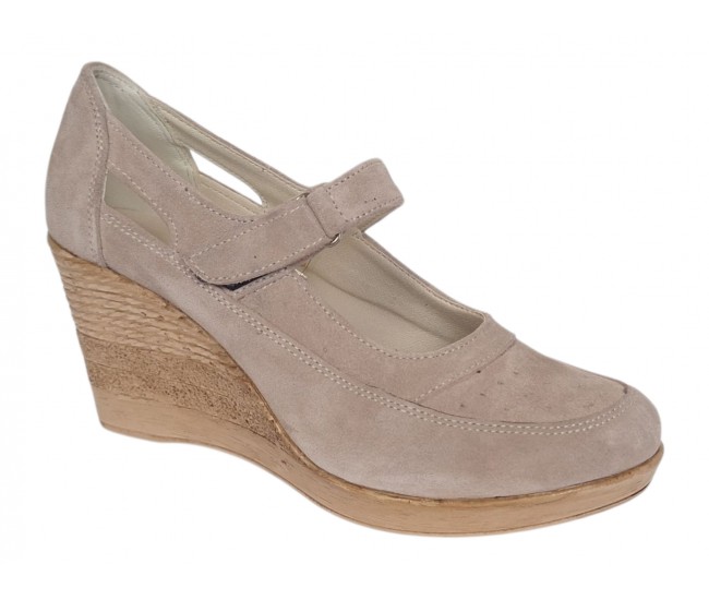 Marimea 37 Pantofi dama cu platforma din piele naturala intoarsa Bej P9154BV