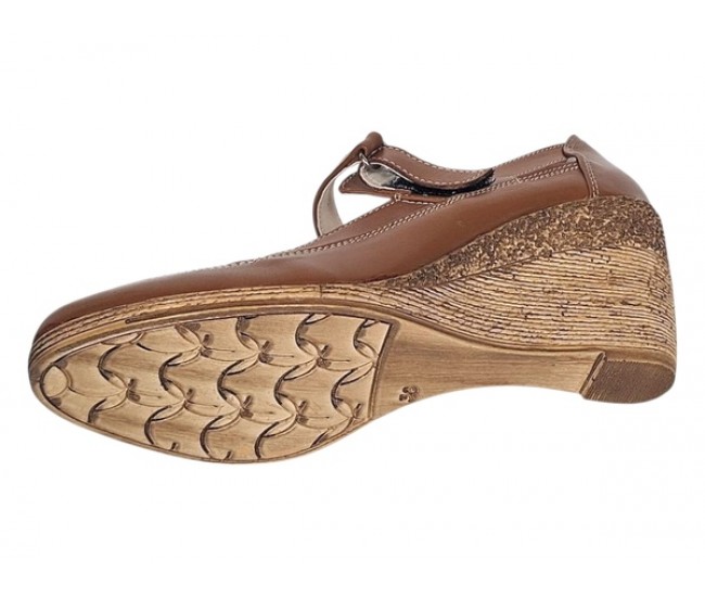Pantofi dama cu platforma din piele naturala maro box P9154MBOX1