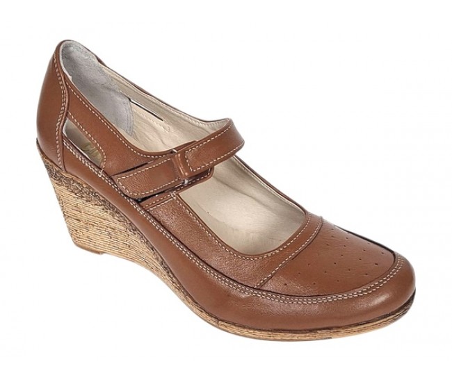 Pantofi dama cu platforma din piele naturala maro box P9154MBOX1