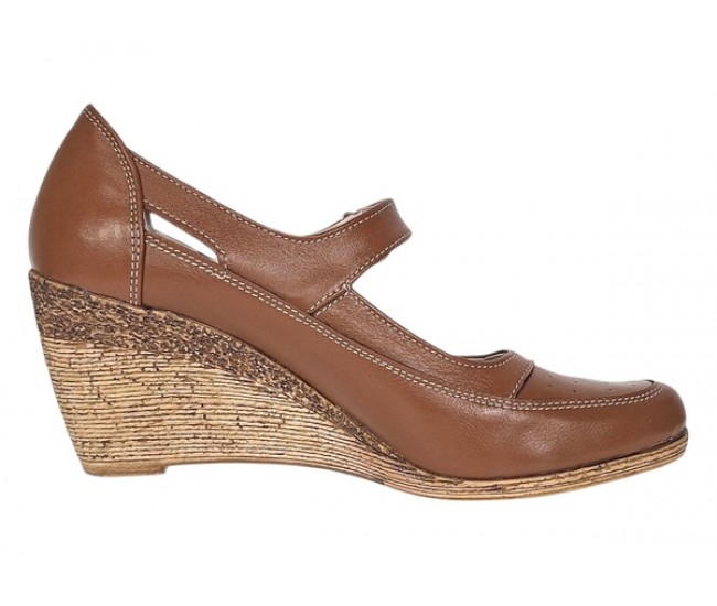 Pantofi dama cu platforma din piele naturala maro box P9154MBOX1