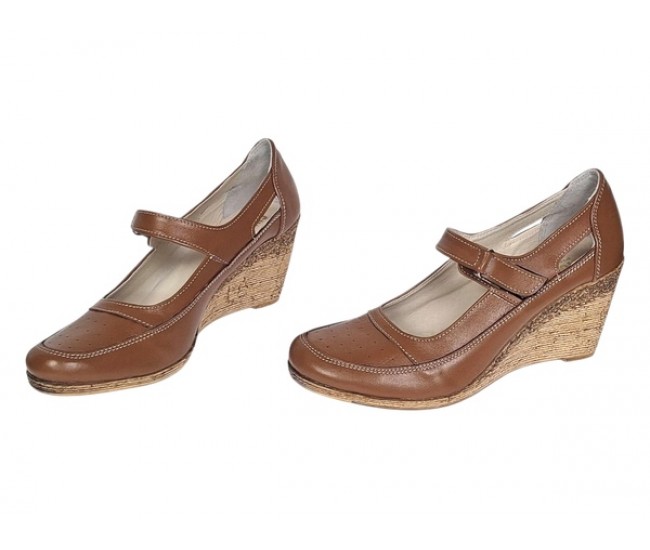 Pantofi dama cu platforma din piele naturala maro box P9154MBOX1