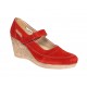 Pantofi dama din piele naturala velur, rosu, foarte comozi - P9154RVEL2