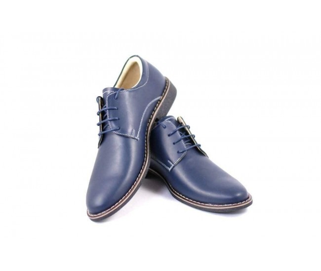 Pantofi bleumarin barbati casual - eleganti din piele naturala Dark Blue PABLBOX