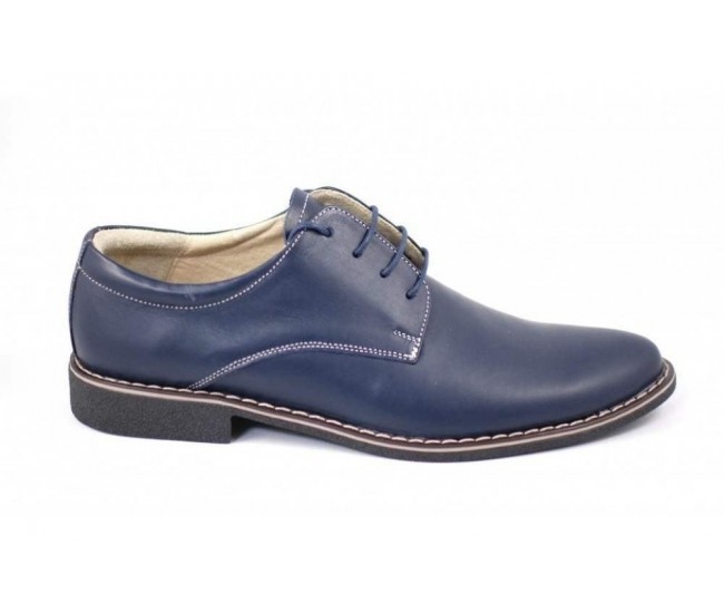 Pantofi bleumarin barbati casual - eleganti din piele naturala Dark Blue PABLBOX