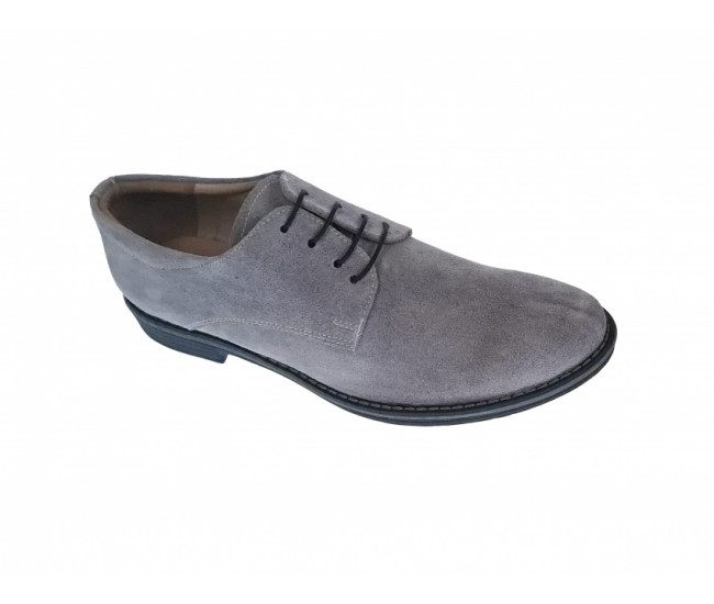 Pantofi barbati casual din piele naturala intoarsa gri, ROMANIA - PAGRIVEL4