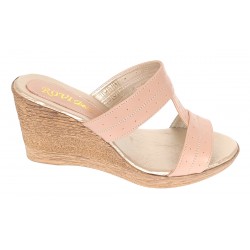 Papuci dama din piele naturala cu platforme de 7cm Nude PAP300NUD