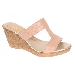 Papuci dama din piele naturala cu platforme de 7cm Nude PAP300NUD