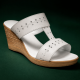 Papuci dama albi din piele naturala, cu platforma wedge perforata, comozi, usori deosebiti PAP46A