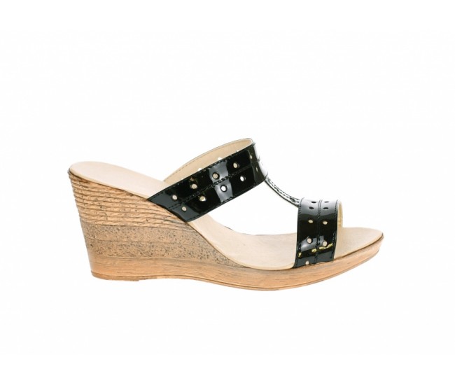 Papuci dama de vara cu platforme de 7 cm, din piele naturala LAC, PAP46LN