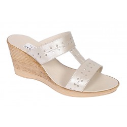 Papuci dama din piele naturala cu platforme de 7cm PAP88BEJ