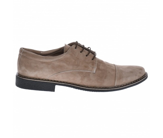 Pantofi barbati casual - eleganti din piele naturala intoarsa, bej - PAVELBEJ2