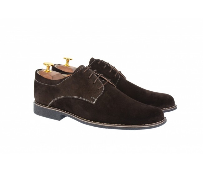 Pantofi barbati casual din piele naturala intoarsa, culoare maro, PAVELMARO