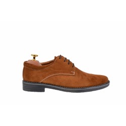 Pantofi barbati casual din piele naturala intoarsa maro - PAVELM