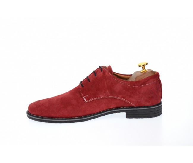 Pantofi barbati casual din piele naturala intoarsa, culoare bordo PAVELV