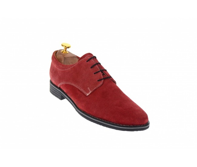 Pantofi barbati casual din piele naturala intoarsa, culoare bordo PAVELV