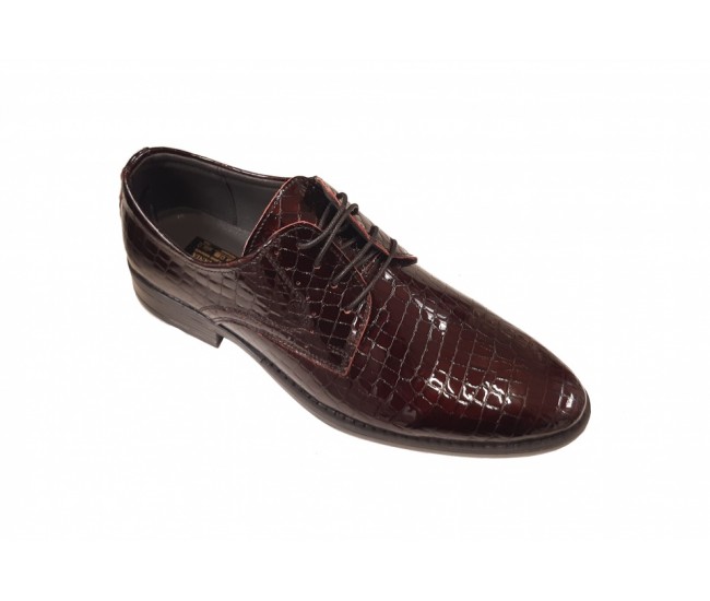 Pantofi barbati eleganti, din piele naturala, BORDO - PB101CROCO