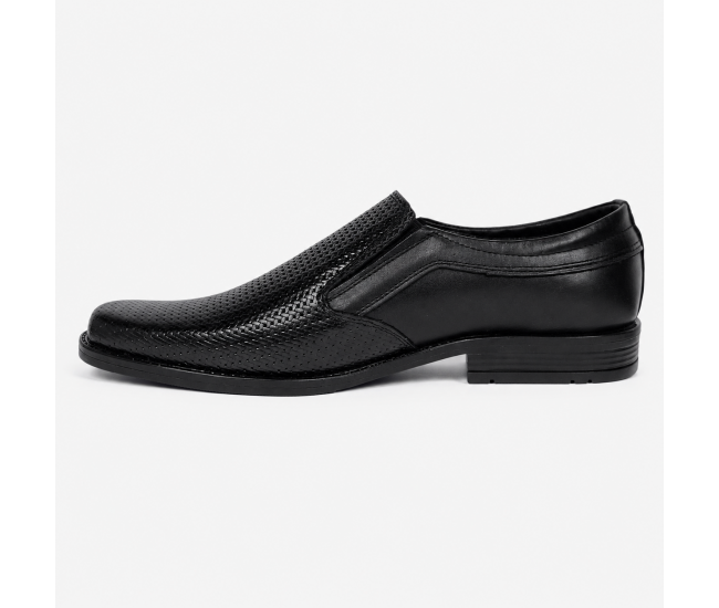 Pantofi bărbați negri din piele naturală, slip-on eleganți cu textură fină și aspect modern PB2265ELN