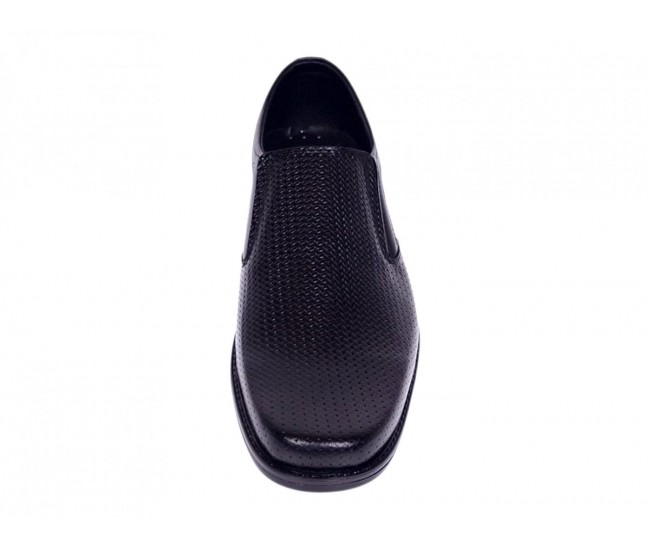 Pantofi bărbați negri din piele naturală, slip-on eleganți cu textură fină și aspect modern PB2265ELN