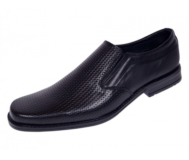 Pantofi bărbați negri din piele naturală, slip-on eleganți cu textură fină și aspect modern PB2265ELN