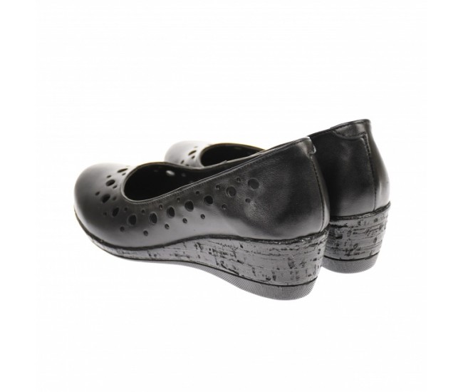 Pantofi dama, casual, din piele naturala negru box, cu platforma de 5 cm - MALTAN