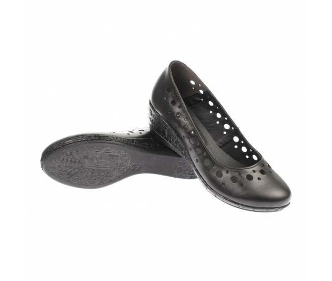 Pantofi dama, casual, din piele naturala negru box, cu platforma de 5 cm - MALTAN