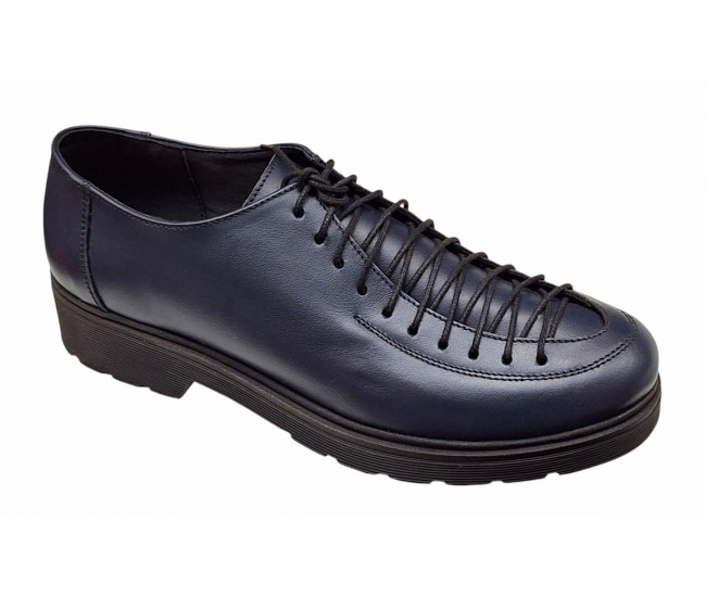 Pantofi casual dama din piele naturala - Model Bleumarin cu Negru PDGINABL