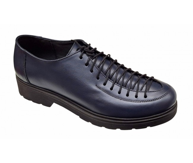 Pantofi casual dama din piele naturala - Model Bleumarin cu Negru PDGINABL