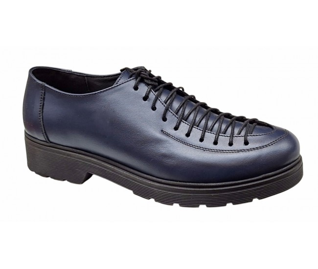 Pantofi casual dama din piele naturala - Model Bleumarin cu Negru PDGINABL