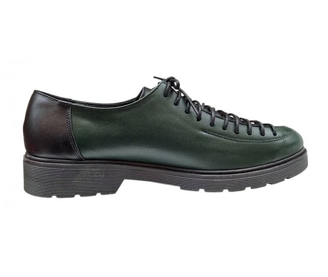 Pantofi casual dama din piele naturala - Model Verde cu Negru PDGINAV