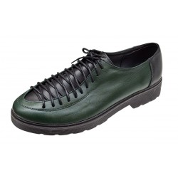 Pantofi casual dama din piele naturala - Model Verde cu Negru PDGINAV