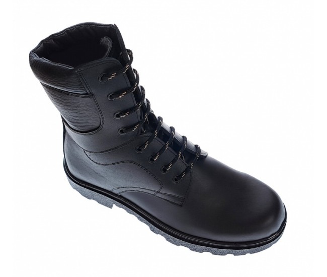 Bocanci barbati, militari, din piele naturala, imblaniti, inalti, model Armata PH328NBOX