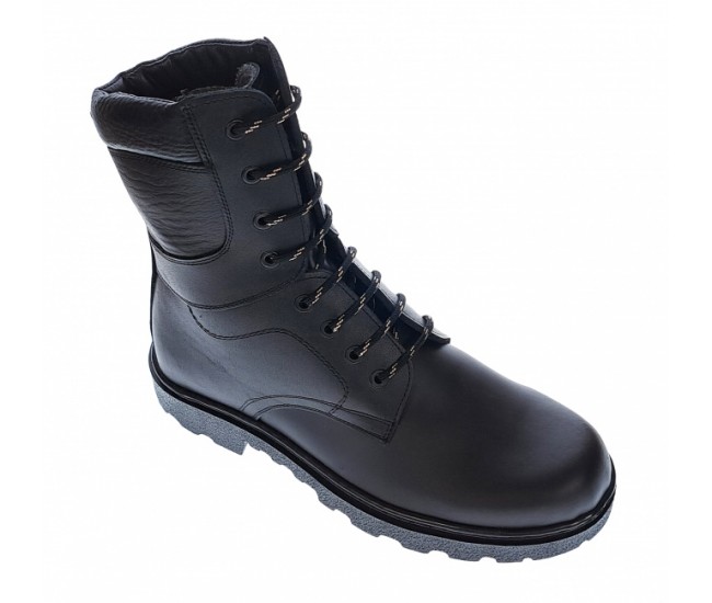 Bocanci barbati, militari, din piele naturala, imblaniti, inalti, model Armata PH328NBOX