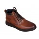Ghete barbati Casual, din piele naturala imblanite, cu fermoar, Maro PH350MBOX