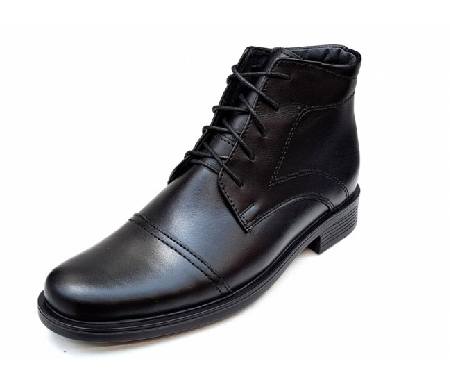 Ghete barbati din piele naturala, imblanite, negru, PHROMIN