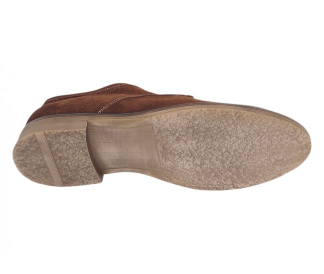 Pantofi barbati casual din piele naturala intoarsa maro PRAMF2M