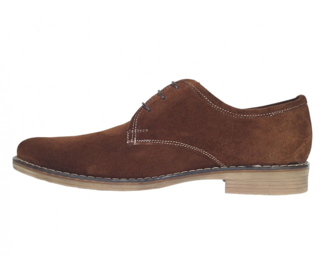 Pantofi barbati casual din piele naturala intoarsa maro PRAMF2M