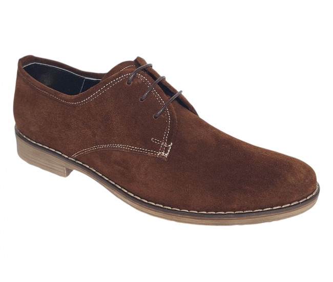 Pantofi barbati casual din piele naturala intoarsa maro PRAMF2M