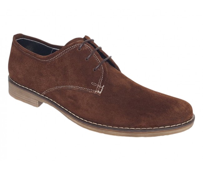 Pantofi barbati casual din piele naturala intoarsa maro PRAMF2M