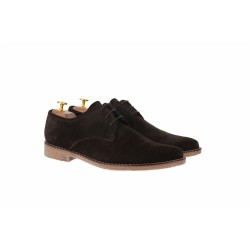 Pantofi barbati casual, eleganti din piele naturala intoarsa maro - PRAMFM