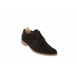 Pantofi barbati casual, eleganti din piele naturala intoarsa maro - PRAMFM