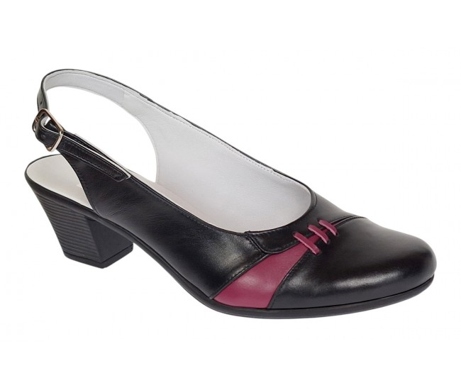 Pantofi dama eleganti din piele naturala - Model decupat Negru, Bordo PS35NB