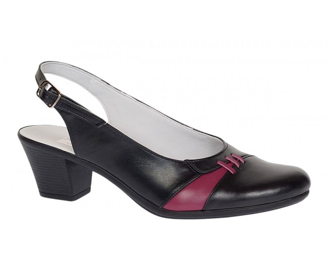 Pantofi dama eleganti din piele naturala - Model decupat Negru, Bordo PS35NB