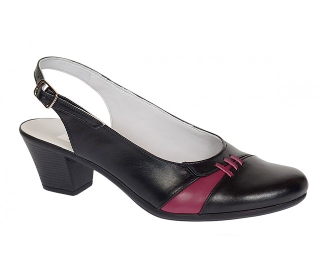 Pantofi dama eleganti din piele naturala - Model decupat Negru, Bordo PS35NB