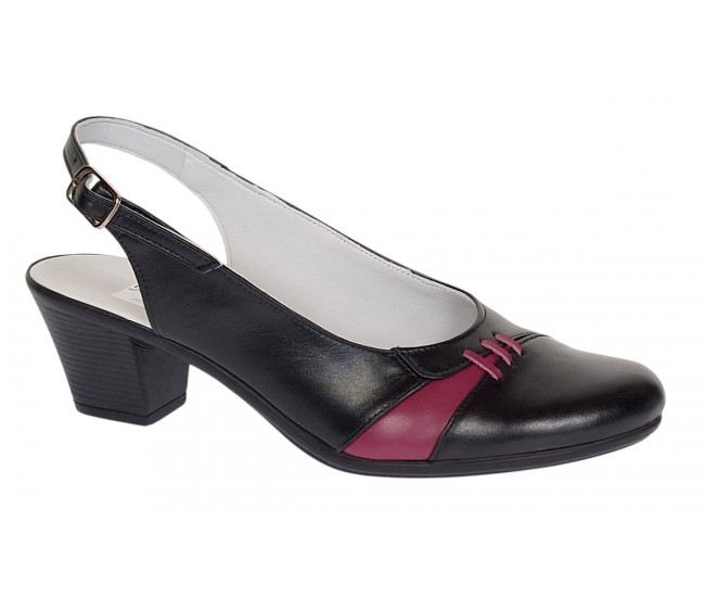 Pantofi dama eleganti din piele naturala - Model decupat Negru, Bordo PS35NB