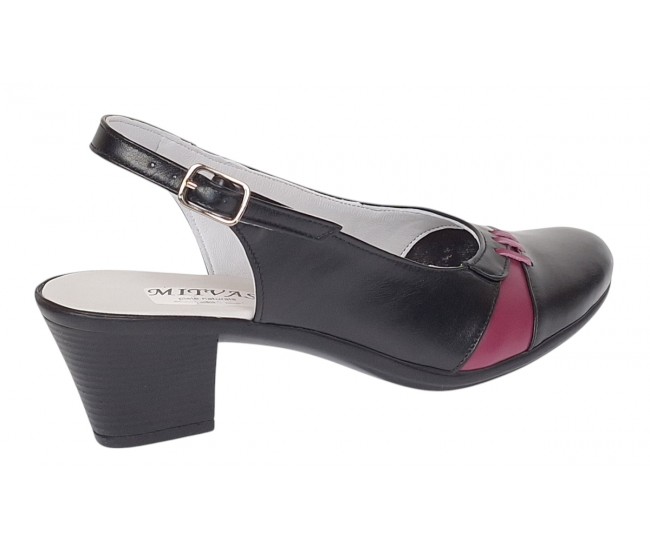 Pantofi dama eleganti din piele naturala - Model decupat Negru, Bordo PS35NB