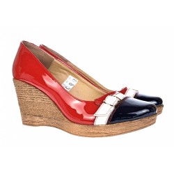 Pantofi dama piele naturala  lacuita cu platforme de 7 cm - PTEABLAR
