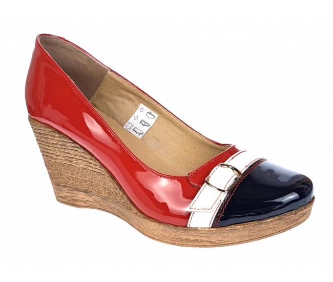 Pantofi dama piele naturala  lacuita cu platforme de 7 cm - PTEABLAR