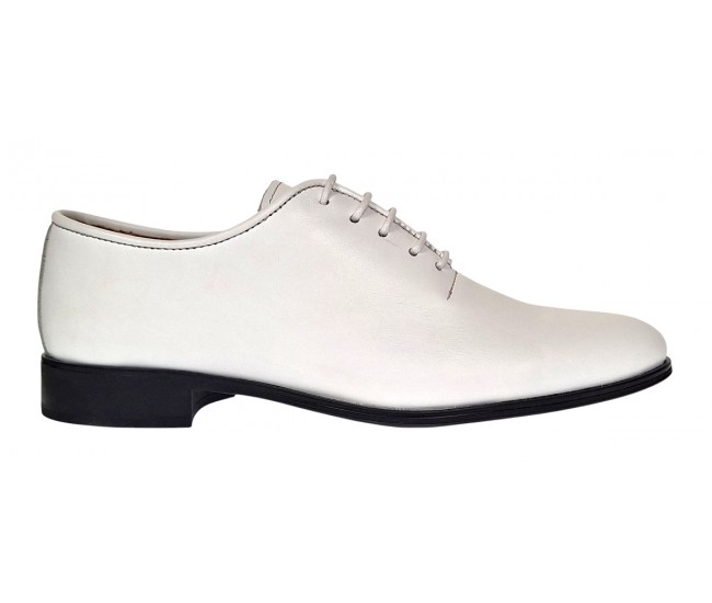 Reducere Marimea 41 Pantofi barbati eleganti din piele naturala Albi RGKR51TSA